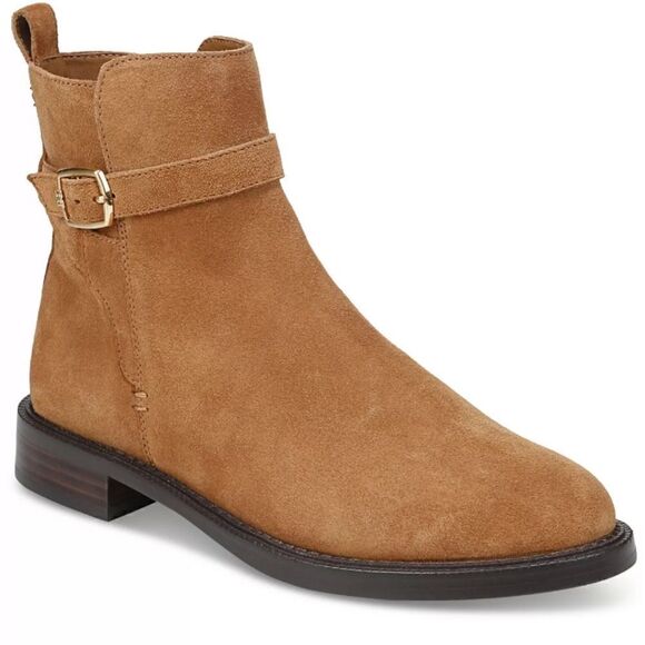 Sam Edelman Nolynn saddle brown suede buckled 1 1/4" heel bootie. Size 5 NWT - Picture 1 of 9